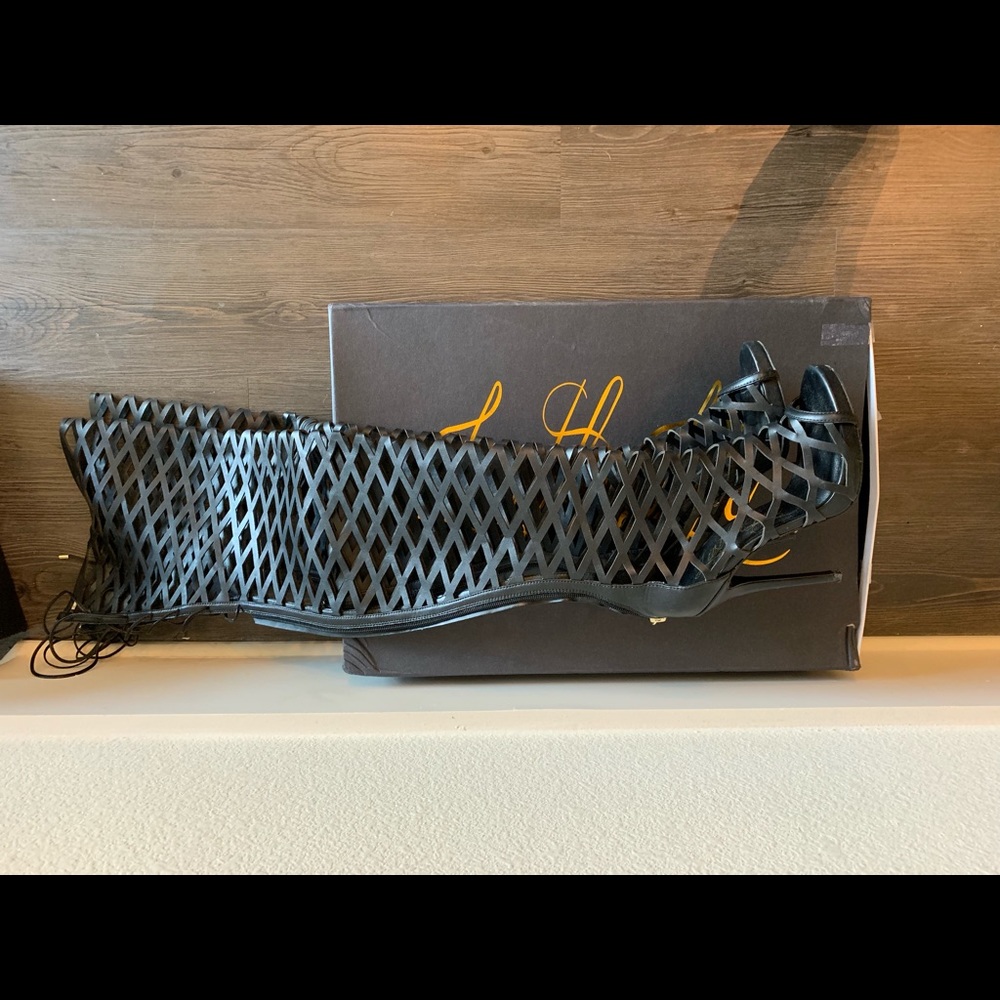 Thigh High Leather Caged Boots- Lust For Life